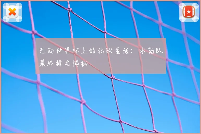 巴西世界杯上的北欧童话：冰岛队最终排名揭秘